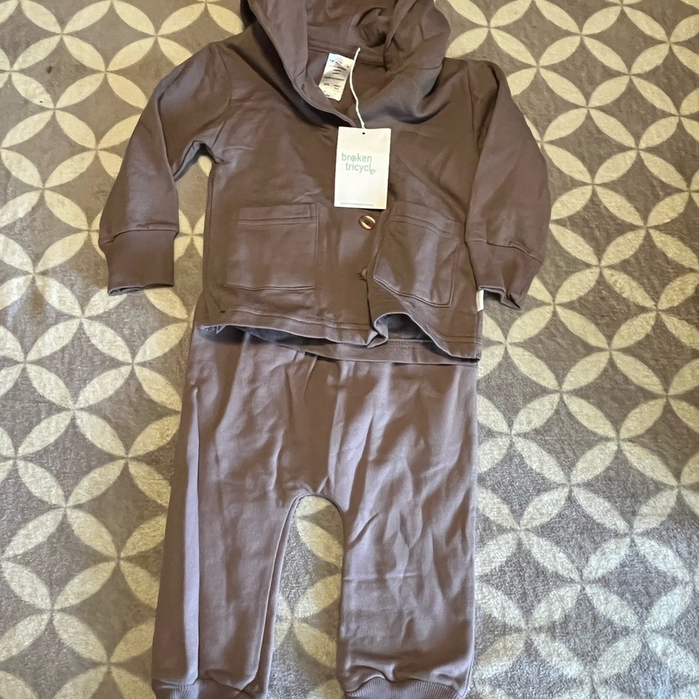 Brown Hoodie and Pants Set